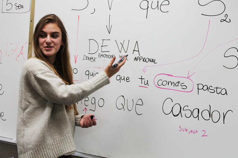 Foreign+exchange+student+Guilia+Seif-Ali+teaches+her+Spanish+class.+Photo+by+Alyssa+Rice
