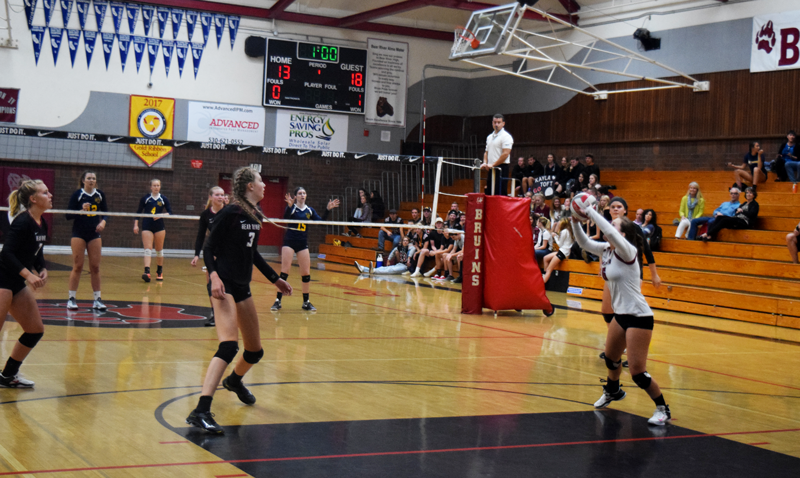 Senior+Kayla+Toft+sets+the+ball+to+Junior+Callie+Bickmore+during+a+Varsity+game+against+Nevada+Union.+Photo+by+Gage+Young