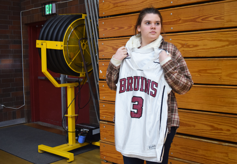 Senior Mallory Rath is a Varsity Basketball player. Her jersey says Bruins. Photo by Kalei Owen