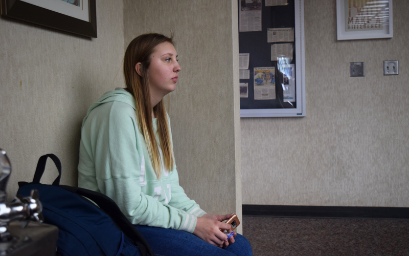Sophomore Maddie Mantooth waits for a counseling appointment in the office. Photo by Kalei Owen