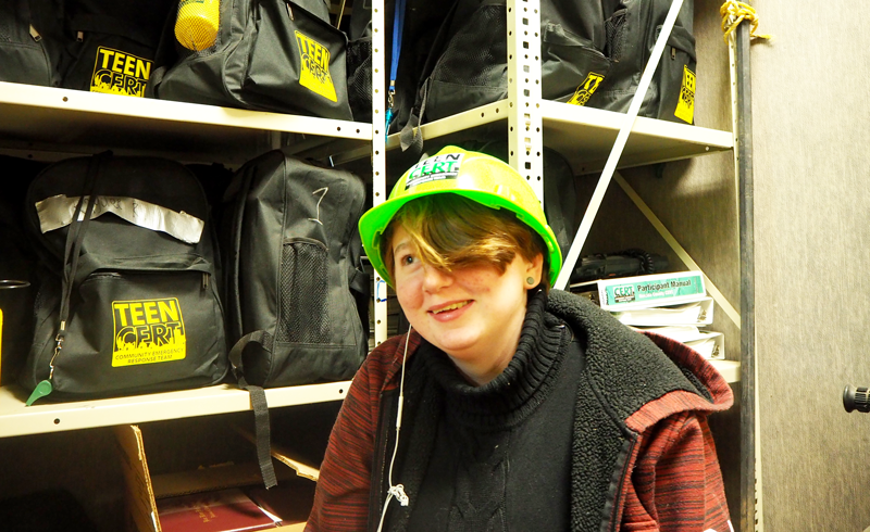 Junior Leo Jackson has fun learning about the newly reintroduced Teen  Cert program. Photo by Zach Fink. 