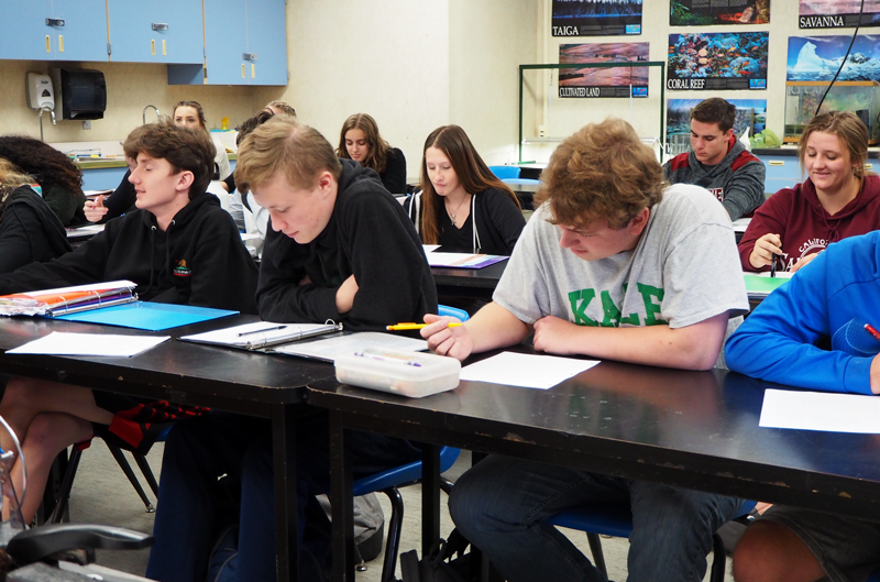 Students study chemistry in Mrs. Weirs classroom. Photo by Emily Bakey