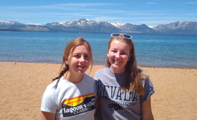 Senior Grace McDaniel, at right, enjoyed a summer trip to Lake Tahoe with her sister sophomore Megan McDaniel. While in Lake Tahoe, Grace McDaniel worked on elevation training in order to prepare for her final Cross Country season at Bear River High School. Courtesy photo 