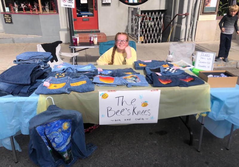 Sophomore Bailey Ham sold  painted jeans and other crafts over the summer at the Thursday Night Market in Grass Valley, Calif. Photo by Morgan Ham