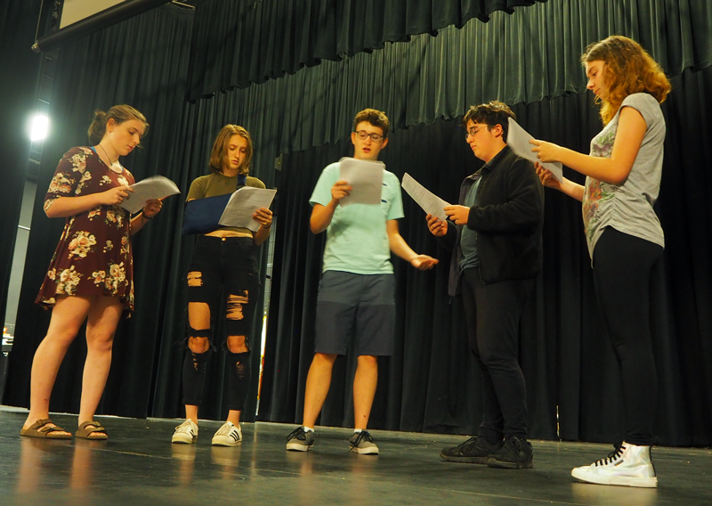 Bruins practice lines during auditions for I Never Saw Another Butterfly. Photo by Jordan Moore 