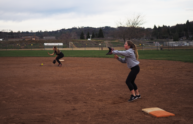 Softball players get a headstart on the upcoming season during their conditioning.  Photo by Maddie Meilinger 