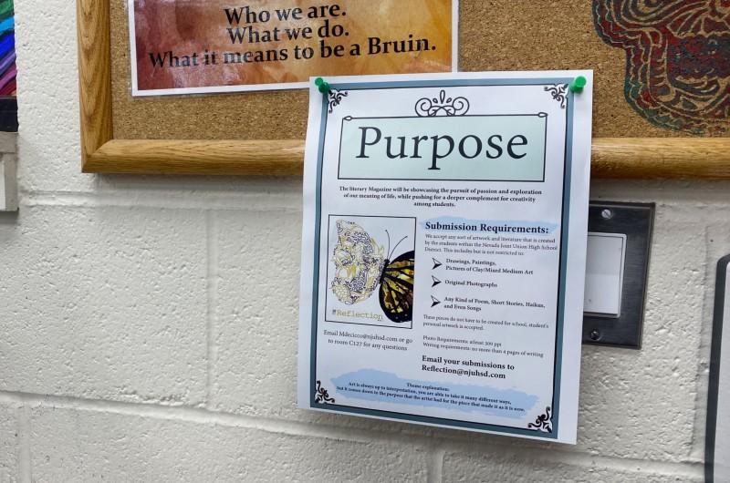A Literary Magazine hangs proudly on the wall.  Photo by Sara Tate