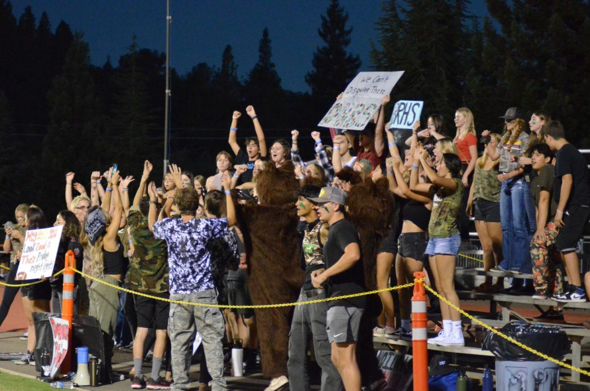 The Den, Bear Rivers on-field cheering section, has proven popular with students and players. Photo by Maya Bussinger