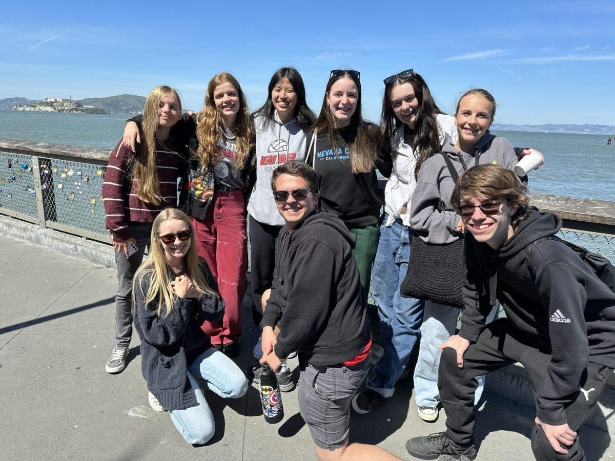 Bear River recently hit the National Journalism Convention in San Francisco. Back row from left: Natalie Hayes, Olivia Herr, Maylen Cha, Guster, Alison McInerney, Margaret Ralston. Front row: Liv DesAutels, Zack DeCicco, Colby Dyer.