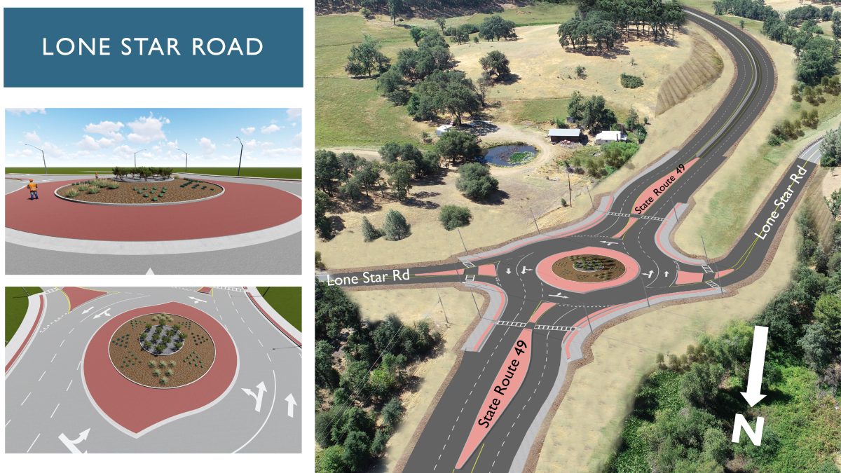 What the proposed roundabout at Highway 49 and Lone Star Road could look like.
