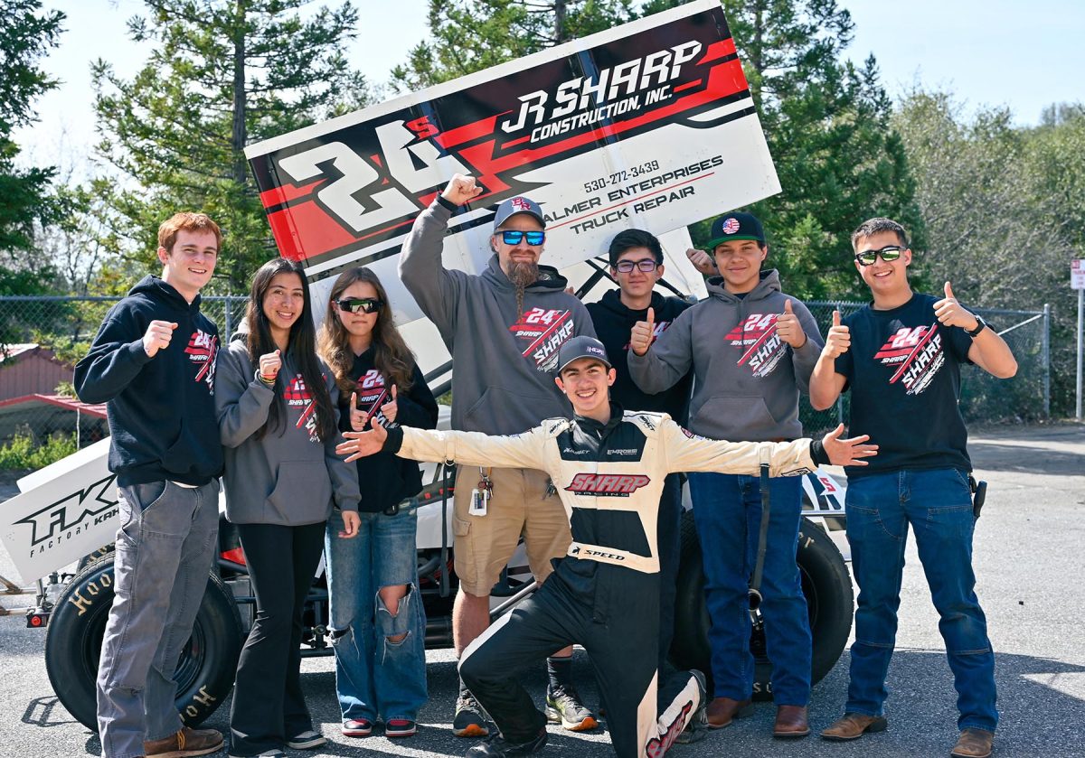 Bear River junior race car driver Izaak Sharp has built up quite a fan base among his fellow Bruins, which Sharp 24 merch always to be found.