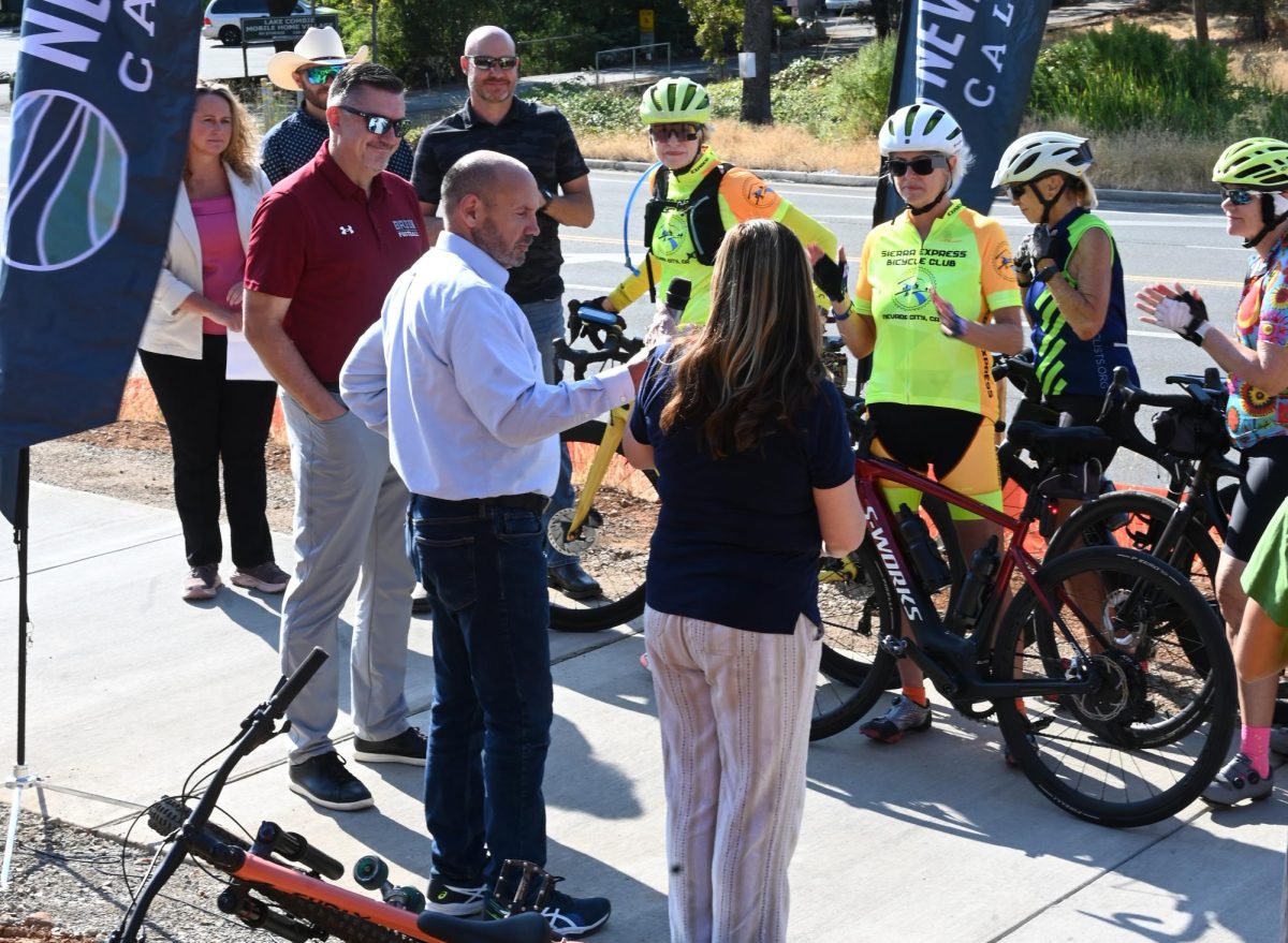 Bear River principal Chris Roberts at the ribbon cutting ceremony for the new sidewalk that connects Bear River to the CVS shopping center.