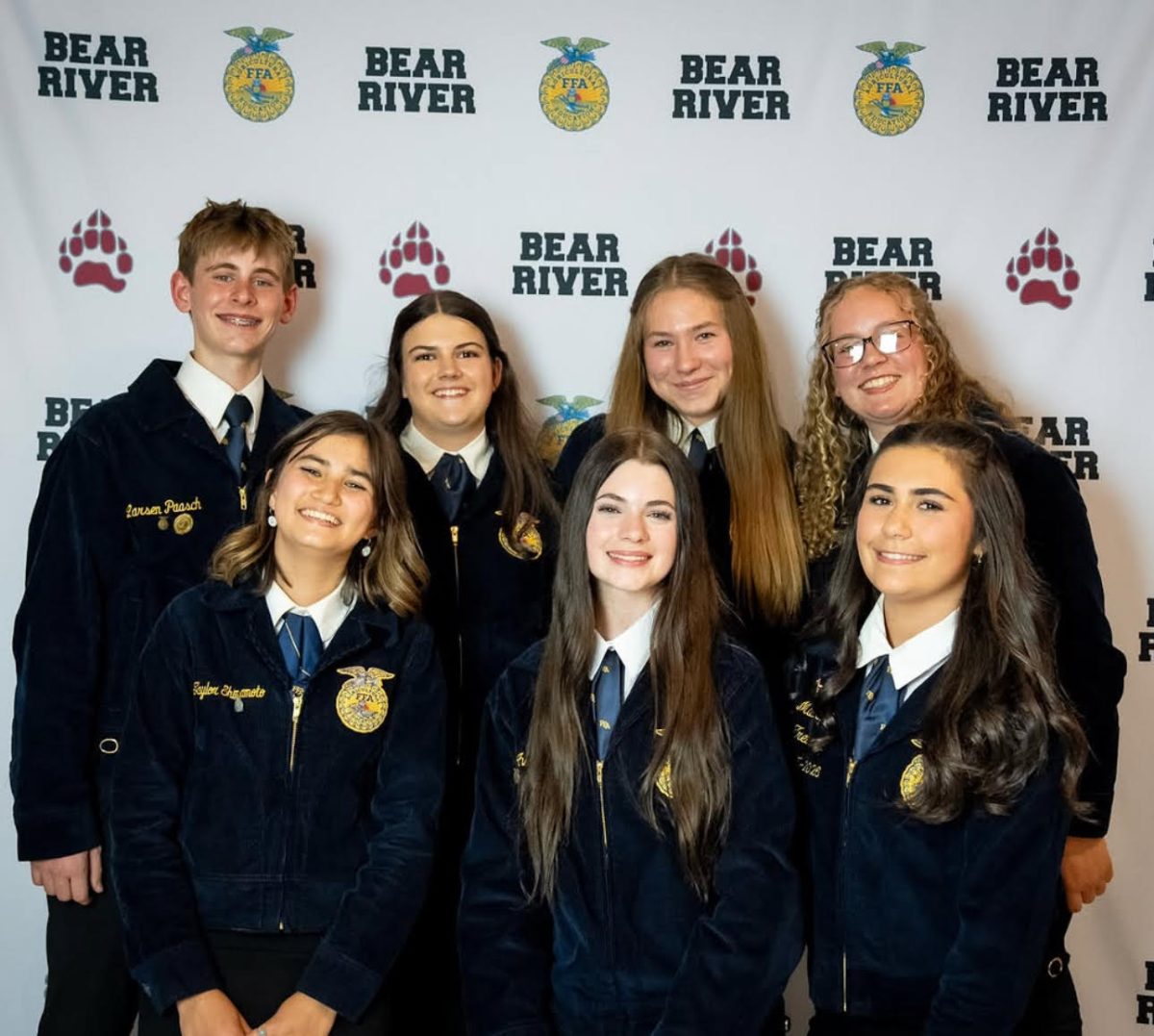 Your new FFA Chapter Officers for the 26-27 school year! Malia Spotts, Ava Moyer, Taylor Shimamoto, Wendy Fowler, Payten Allen, Tessa Strong, and Larsen Paasch are excited to serve the FFA and AG community.